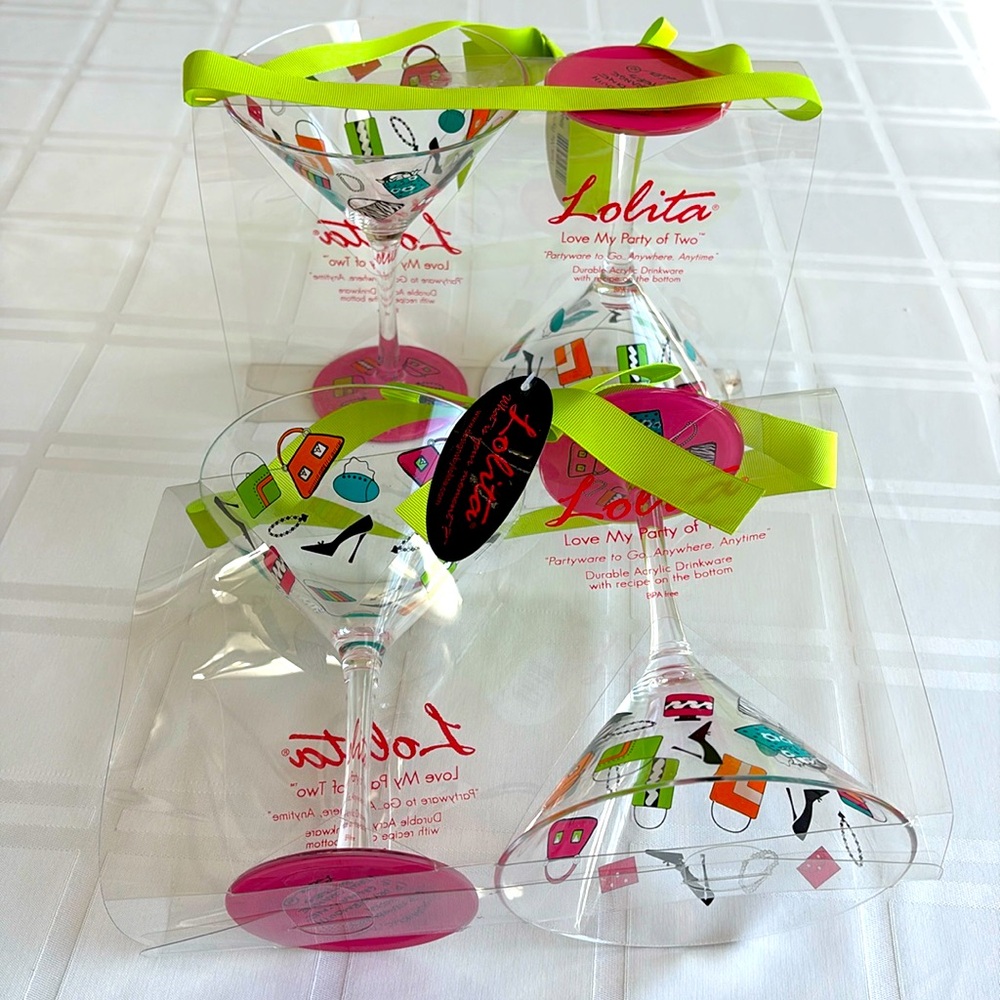 Lolita Acrylic Martini Glasses Set of 2 glasses
